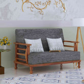 Feelinn Solid Sheesham Wood Two Seater Sofa (Natural Finish)